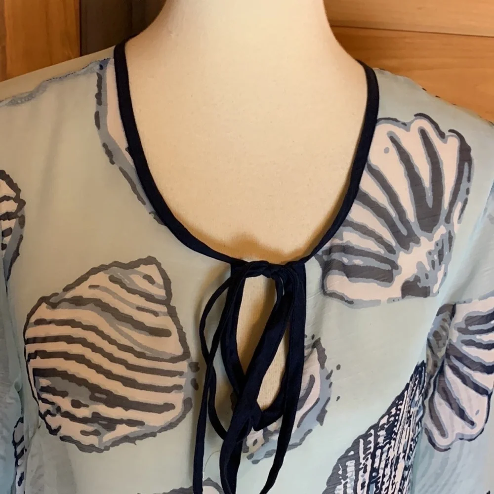 Paradise light blue sheer swimsuit coverup with seashell print Size Medium